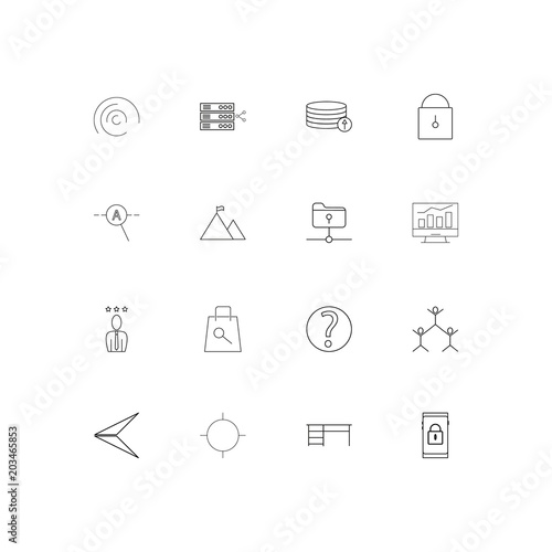 Business linear thin icons set. Outlined simple vector icons