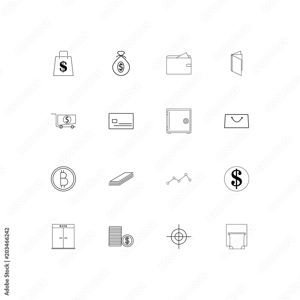 Banking, Finance And Money linear thin icons set. Outlined simple vector icons Banking, Finance And Money linear thin icons set. Outlined simple vector icons