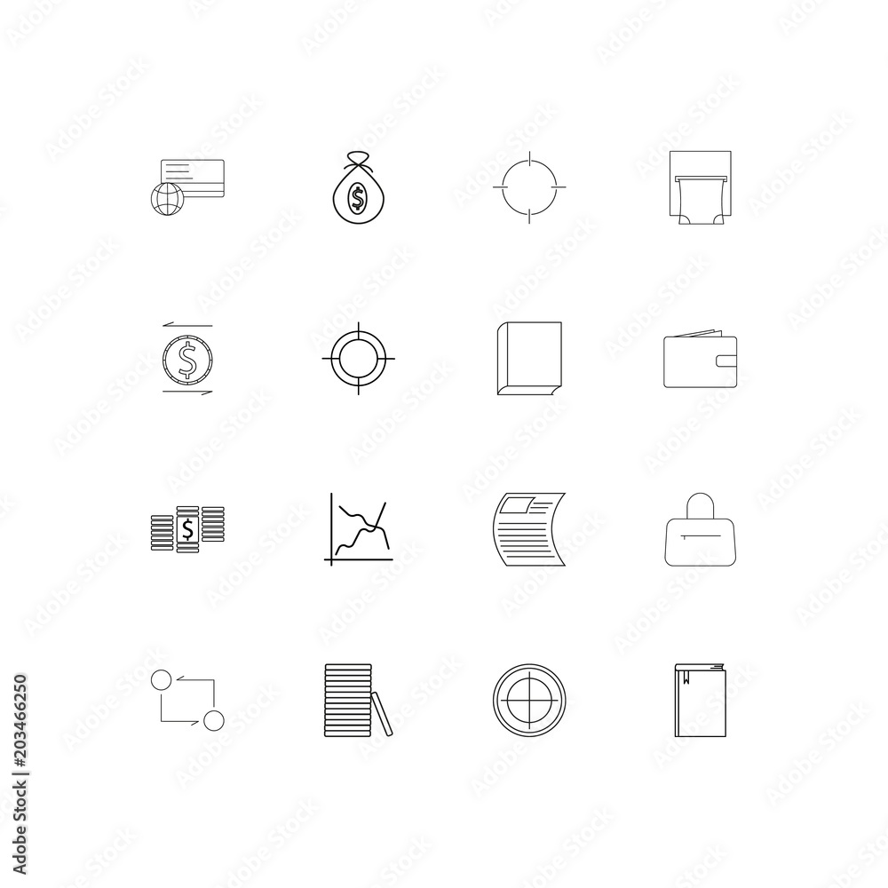 Banking, Finance And Money linear thin icons set. Outlined simple vector icons Banking, Finance And Money linear thin icons set. Outlined simple vector icons
