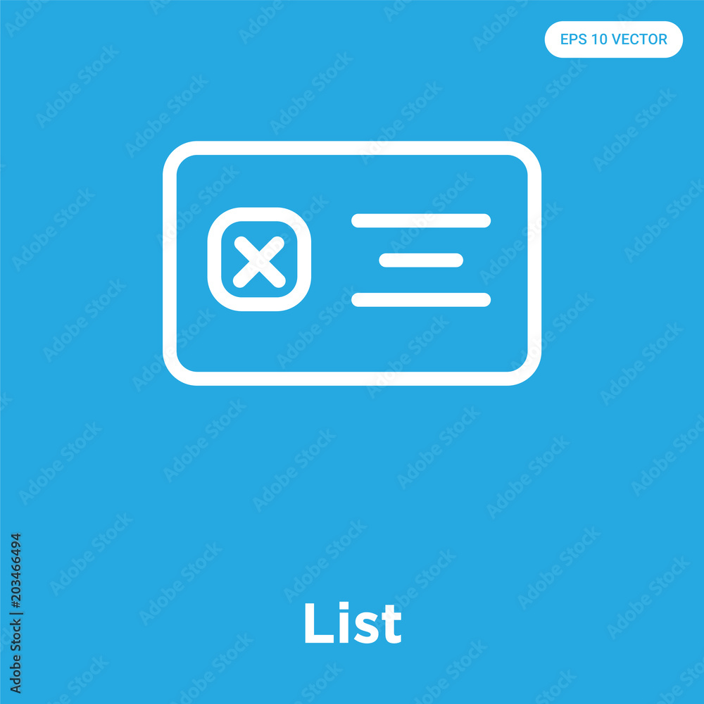 List icon isolated on blue background List icon isolated on blue background