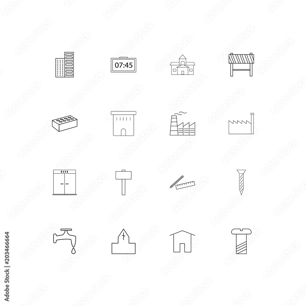 Buildings And Constructions linear thin icons set. Outlined simple vector icons Buildings And Constructions linear thin icons set. Outlined simple vector icons