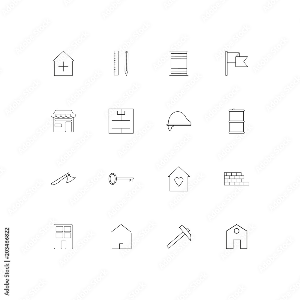 Buildings And Constructions linear thin icons set. Outlined simple vector icons Buildings And Constructions linear thin icons set. Outlined simple vector icons