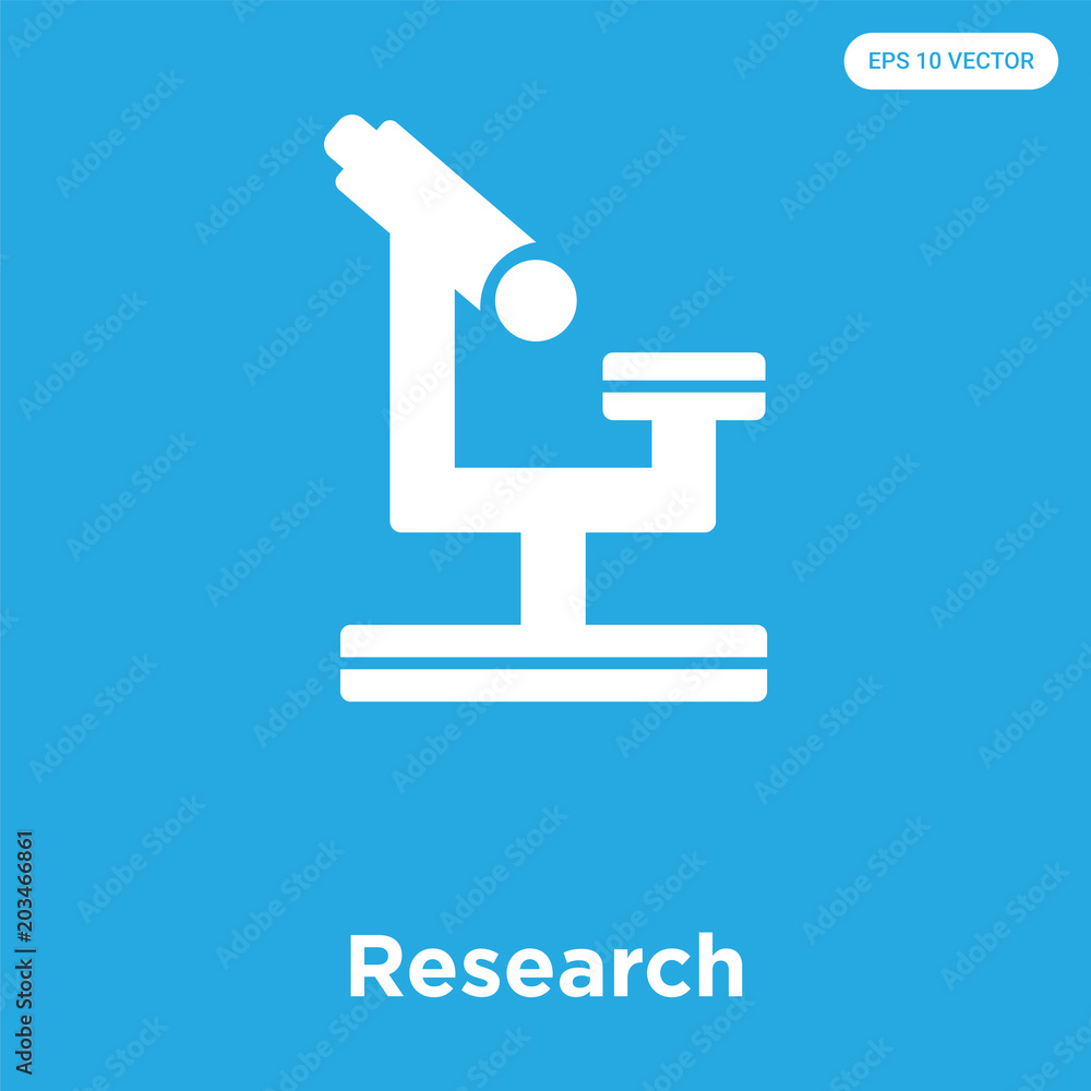 Research icon isolated on blue background Research icon isolated on blue background