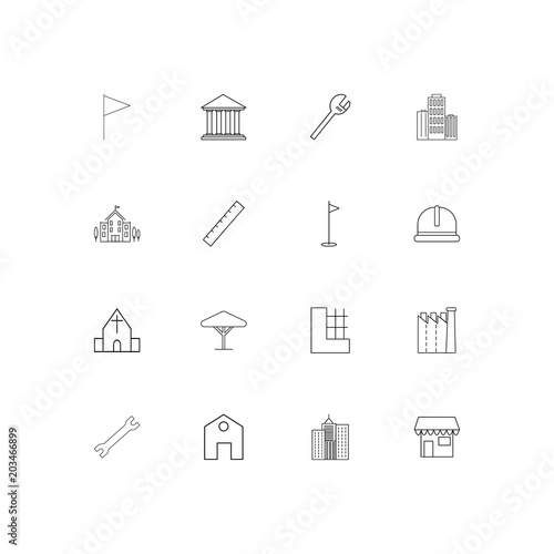 Buildings And Constructions linear thin icons set. Outlined simple vector icons