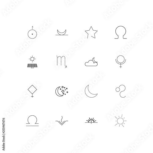 Astrology linear thin icons set. Outlined simple vector icons