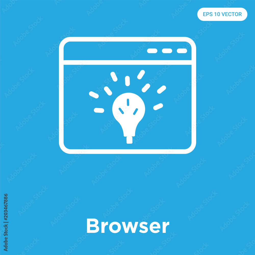 Browser icon isolated on blue background Browser icon isolated on blue background