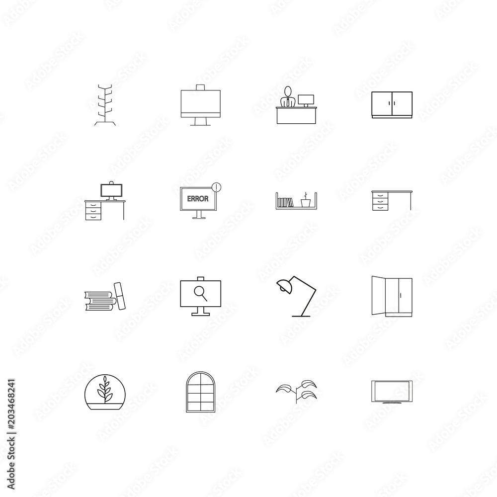 Furniture And Home Accents linear thin icons set. Outlined simple vector icons Furniture And Home Accents linear thin icons set. Outlined simple vector icons