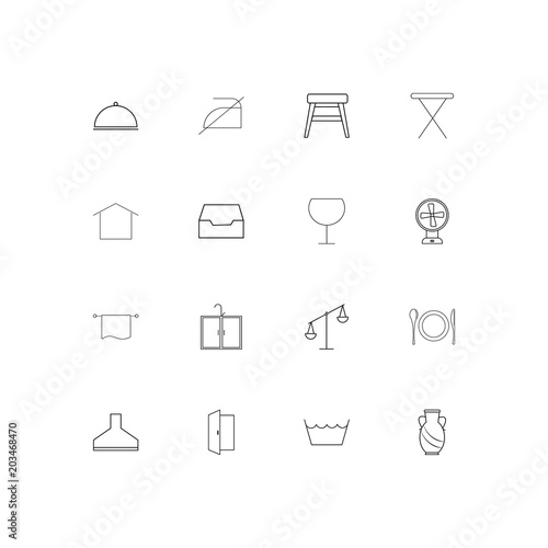 Home Appliances linear thin icons set. Outlined simple vector icons
