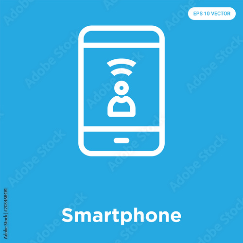 Smartphone icon isolated on blue background