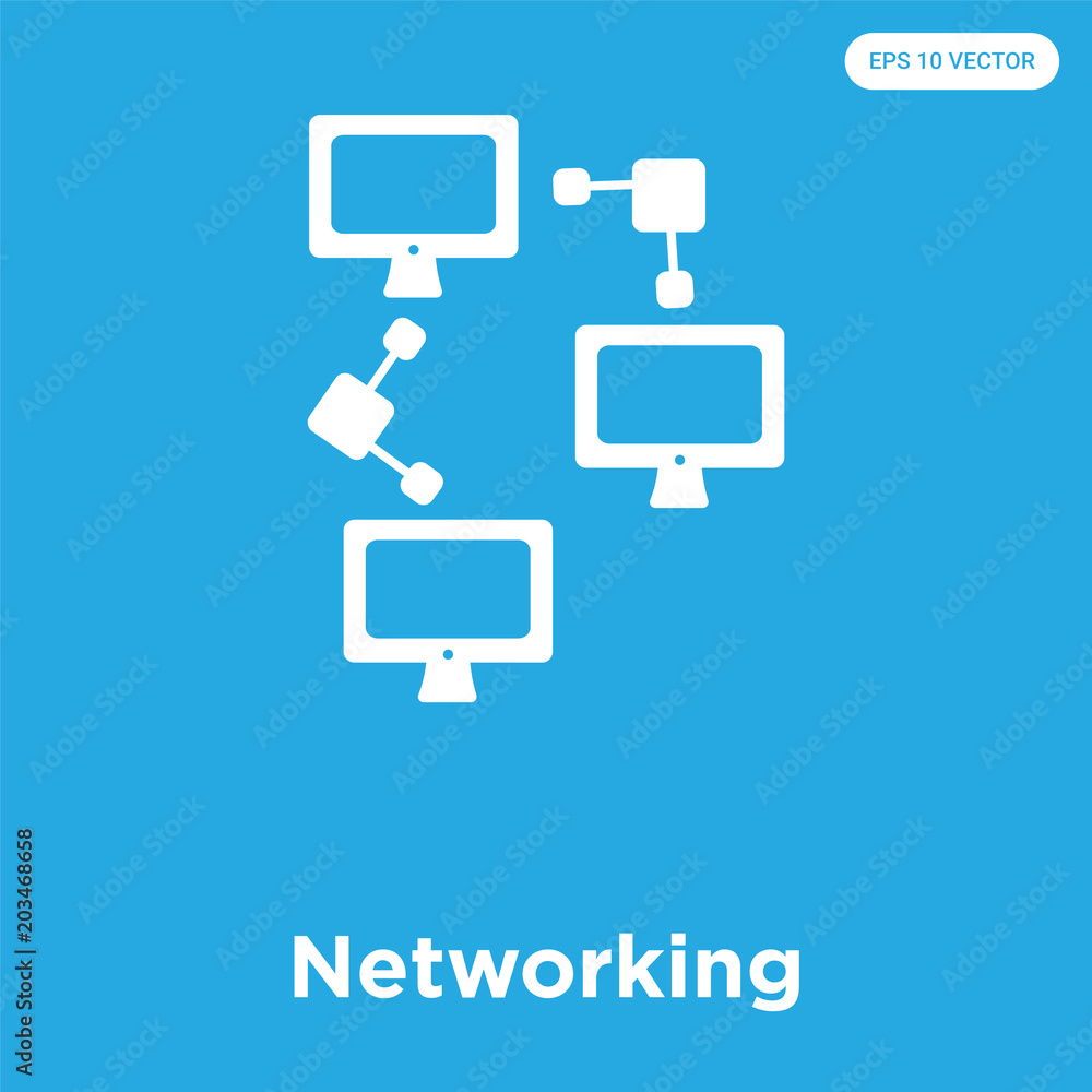 Networking icon isolated on blue background Networking icon isolated on blue background