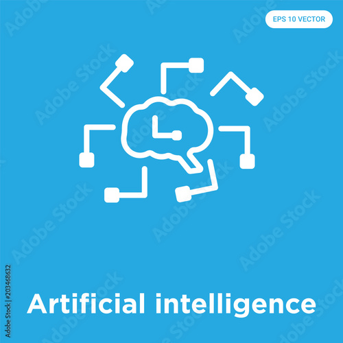 Artificial intelligence icon isolated on blue background