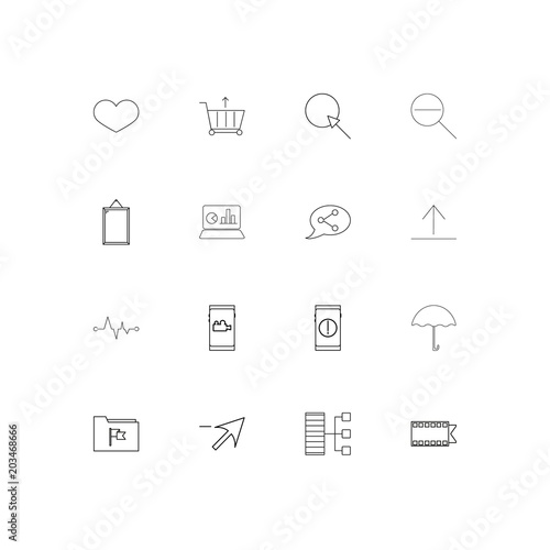 Web linear thin icons set. Outlined simple vector icons