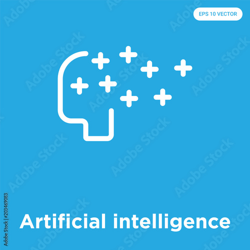 Artificial intelligence icon isolated on blue background