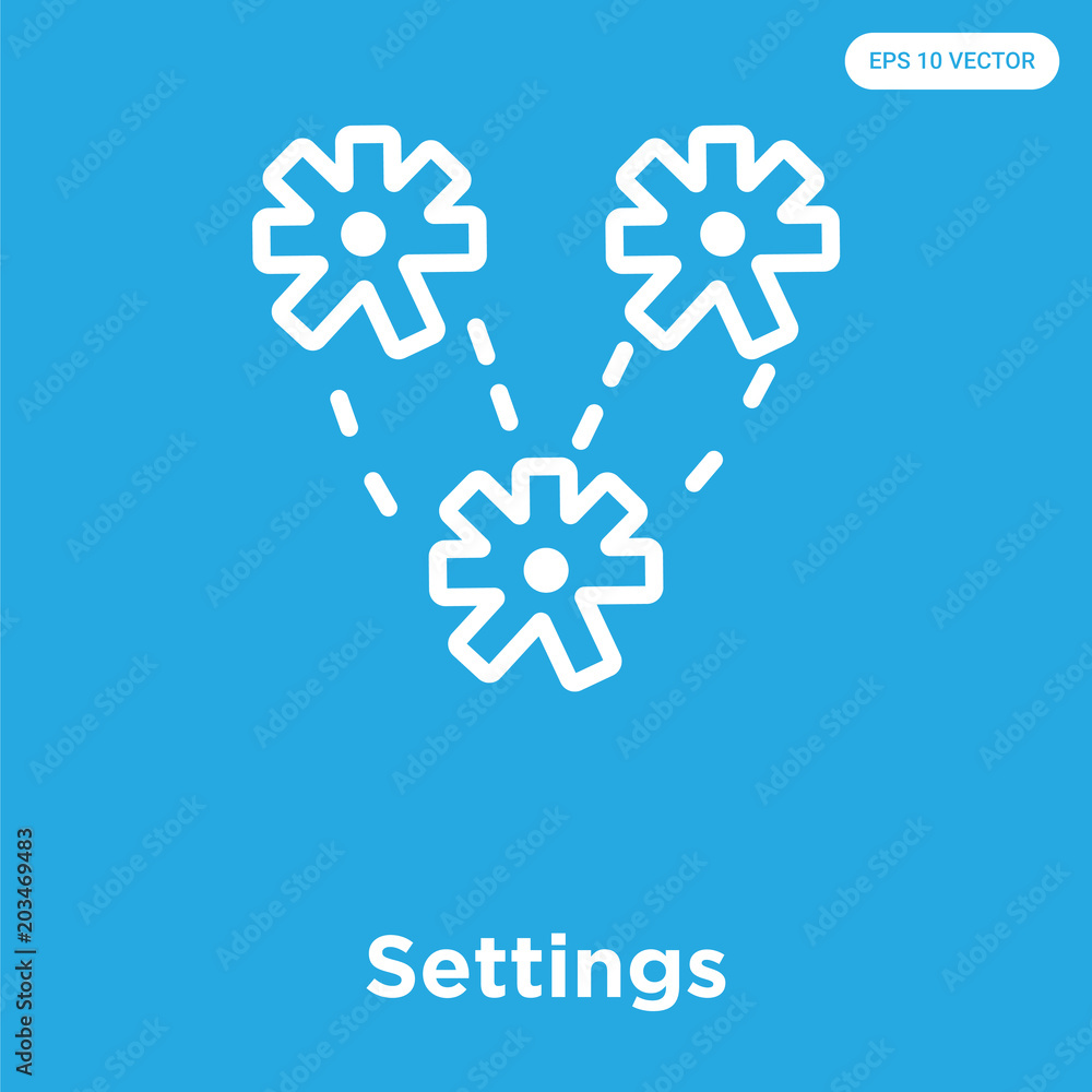 Settings icon isolated on blue background Settings icon isolated on blue background