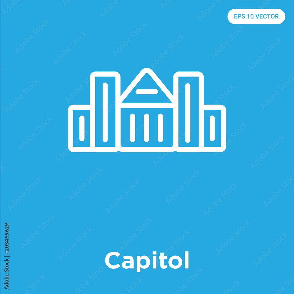 Capitol icon isolated on blue background Capitol icon isolated on blue background