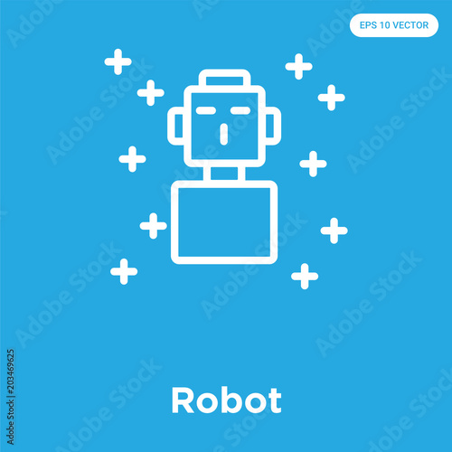 Robot icon isolated on blue background