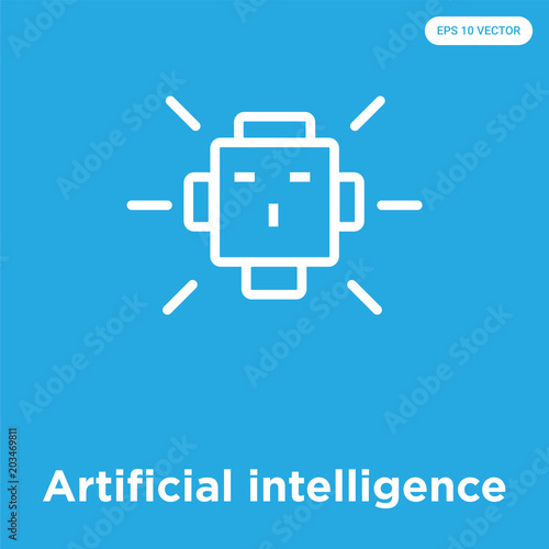 Artificial intelligence icon isolated on blue background
