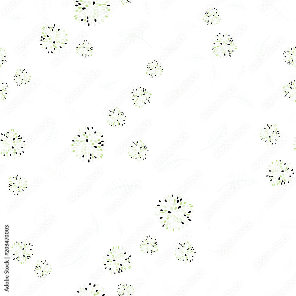Light Green vector seamless elegant background with leaves and flowers.