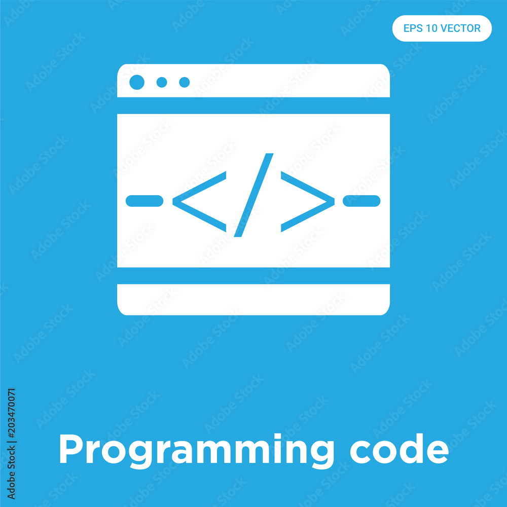 Programming code icon isolated on blue background Programming code icon isolated on blue background