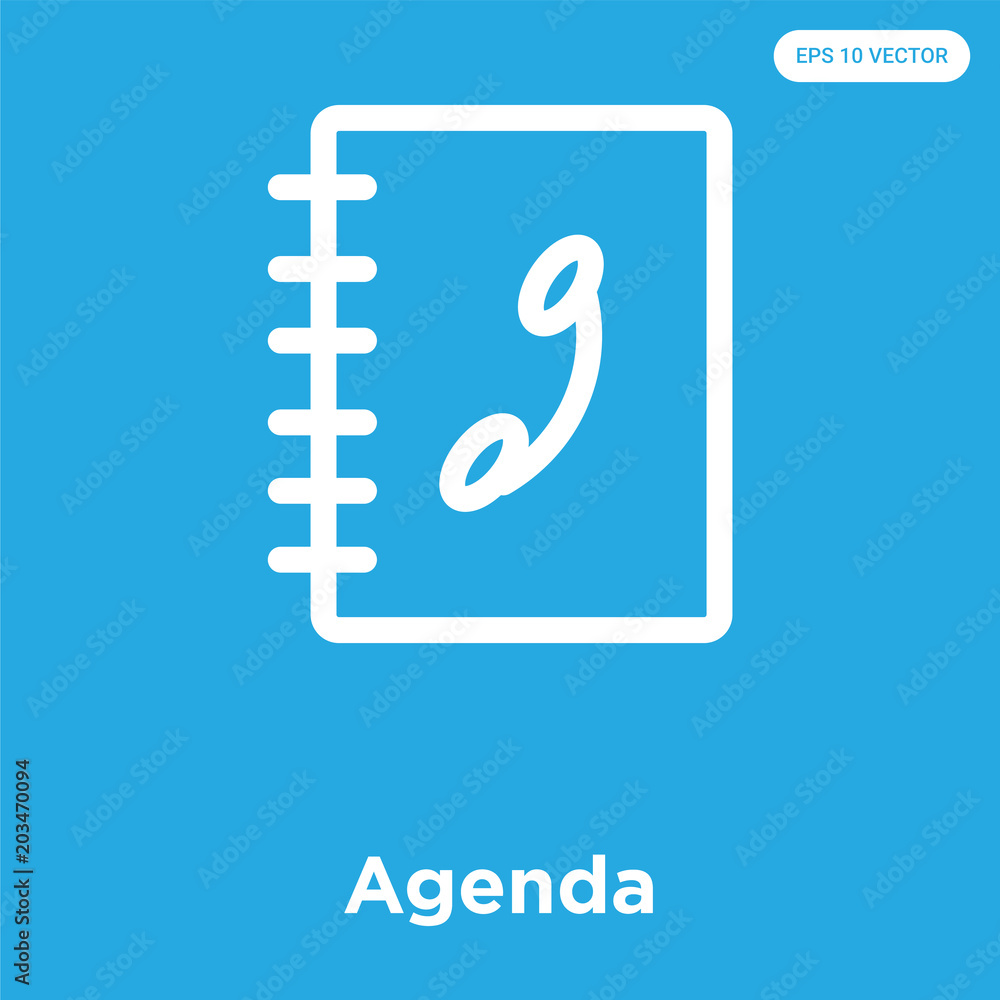 Agenda icon isolated on blue background Agenda icon isolated on blue background
