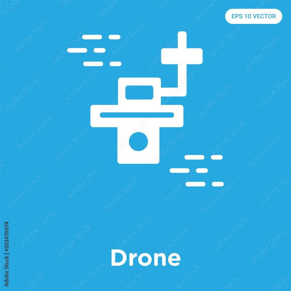 Drone icon isolated on blue background Drone icon isolated on blue background