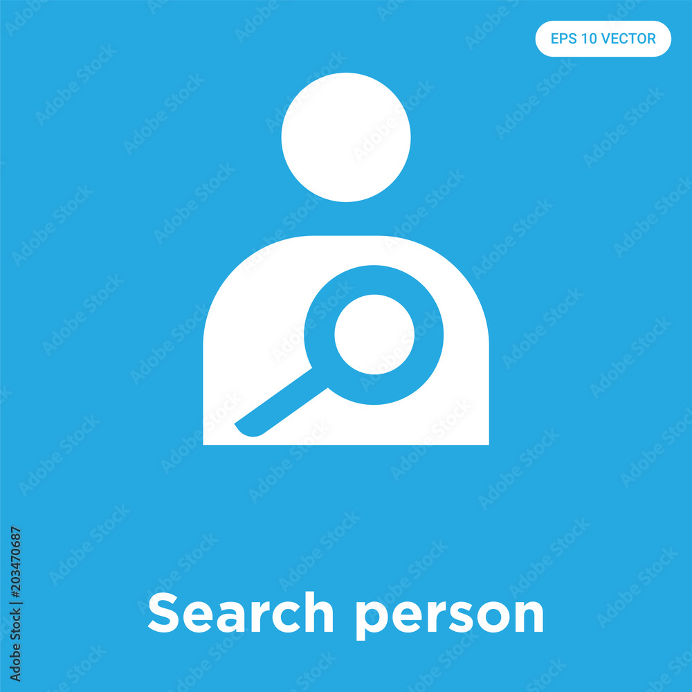 Search person icon isolated on blue background