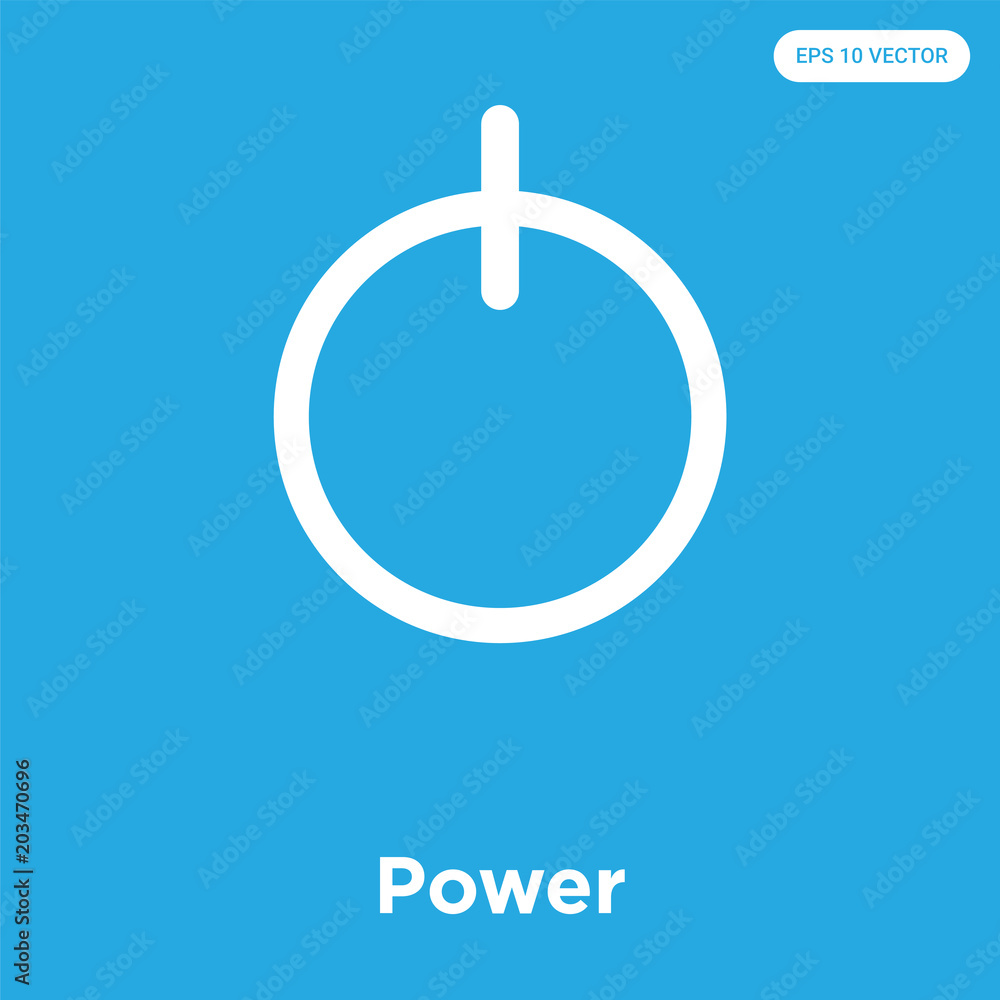 Power icon isolated on blue background Power icon isolated on blue background