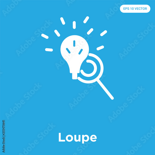 Loupe icon isolated on blue background