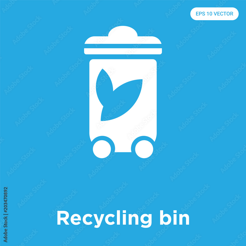Recycling bin icon isolated on blue background