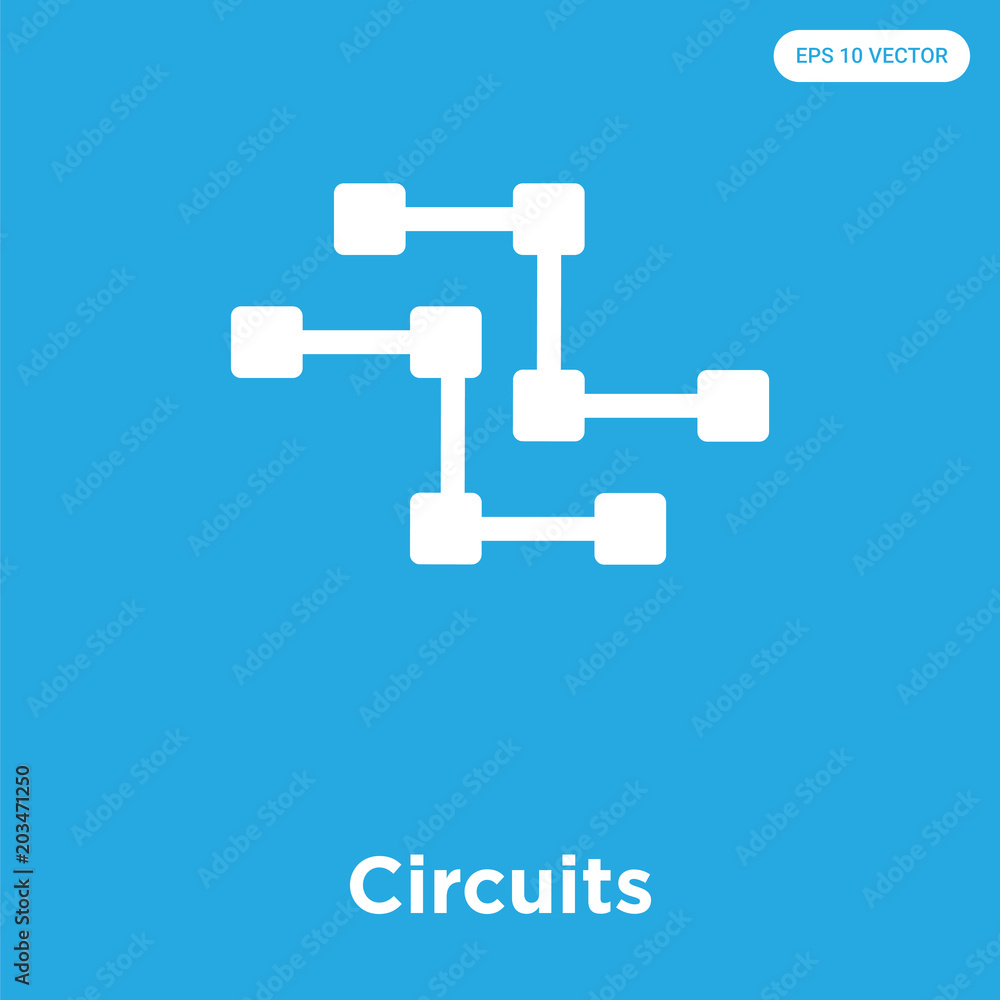 Circuits icon isolated on blue background Circuits icon isolated on blue background