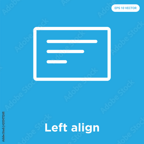 Left align icon isolated on blue background