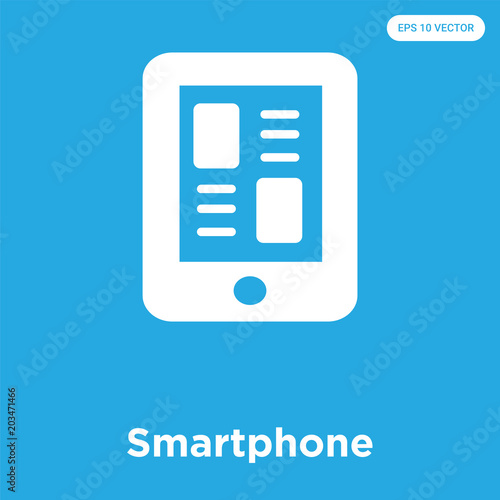 Smartphone icon isolated on blue background