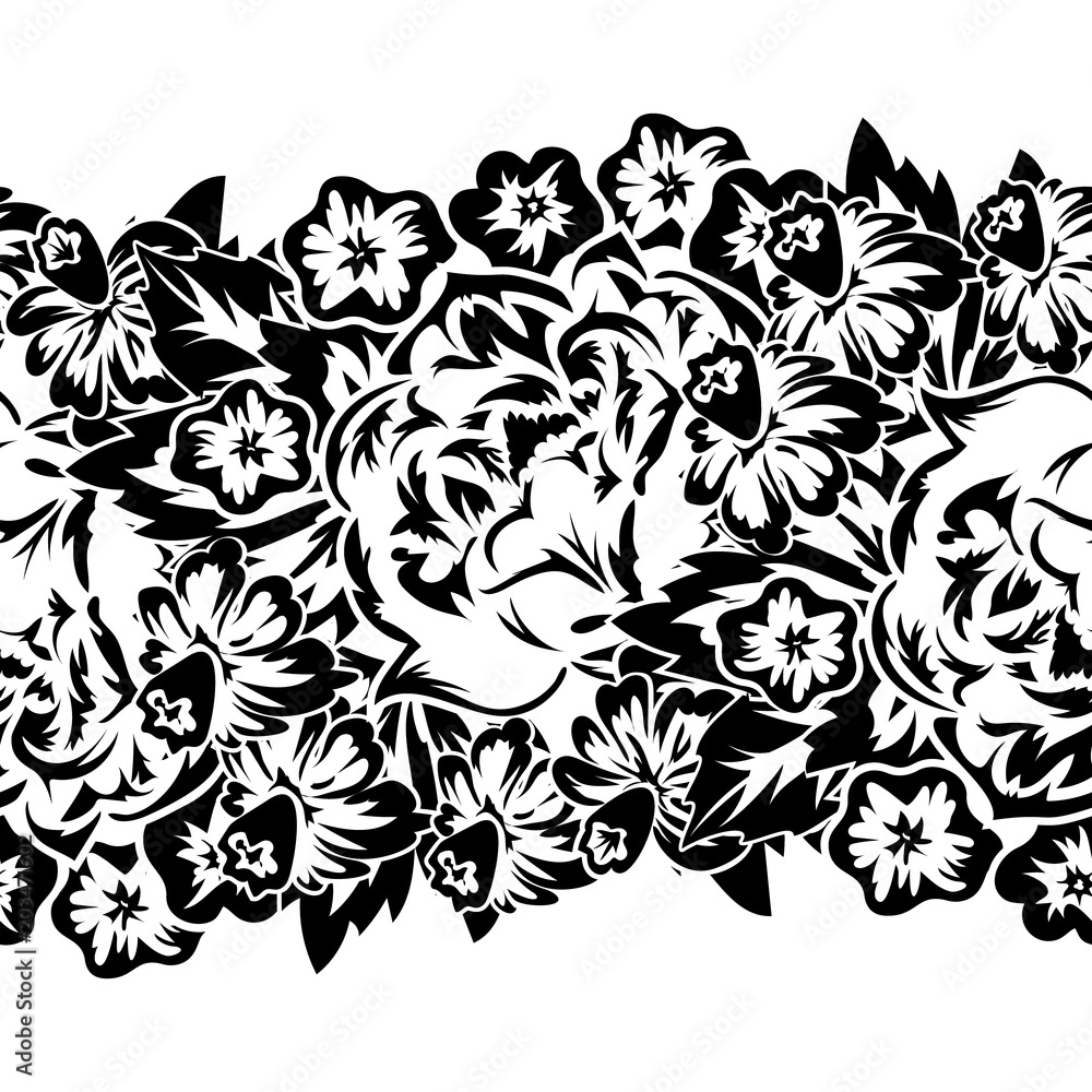 seamless monochrome pattern of flowers for greeting cards, background, price tags seamless monochrome pattern of flowers for greeting cards, background, price tags