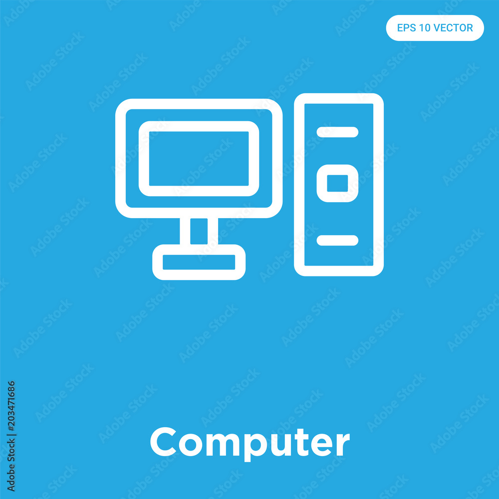 Computer icon isolated on blue background Computer icon isolated on blue background