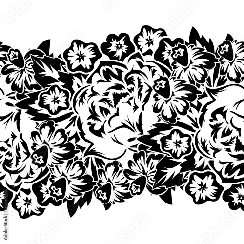 Wallpaper Mural seamless monochrome pattern of flowers for greeting cards, background, price tags Torontodigital.ca