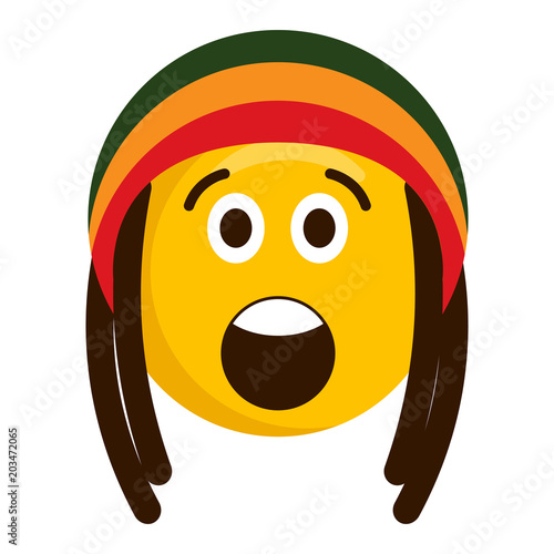 Surprised emoji with reggae hat