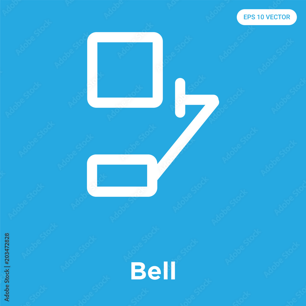 Bell icon isolated on blue background Bell icon isolated on blue background