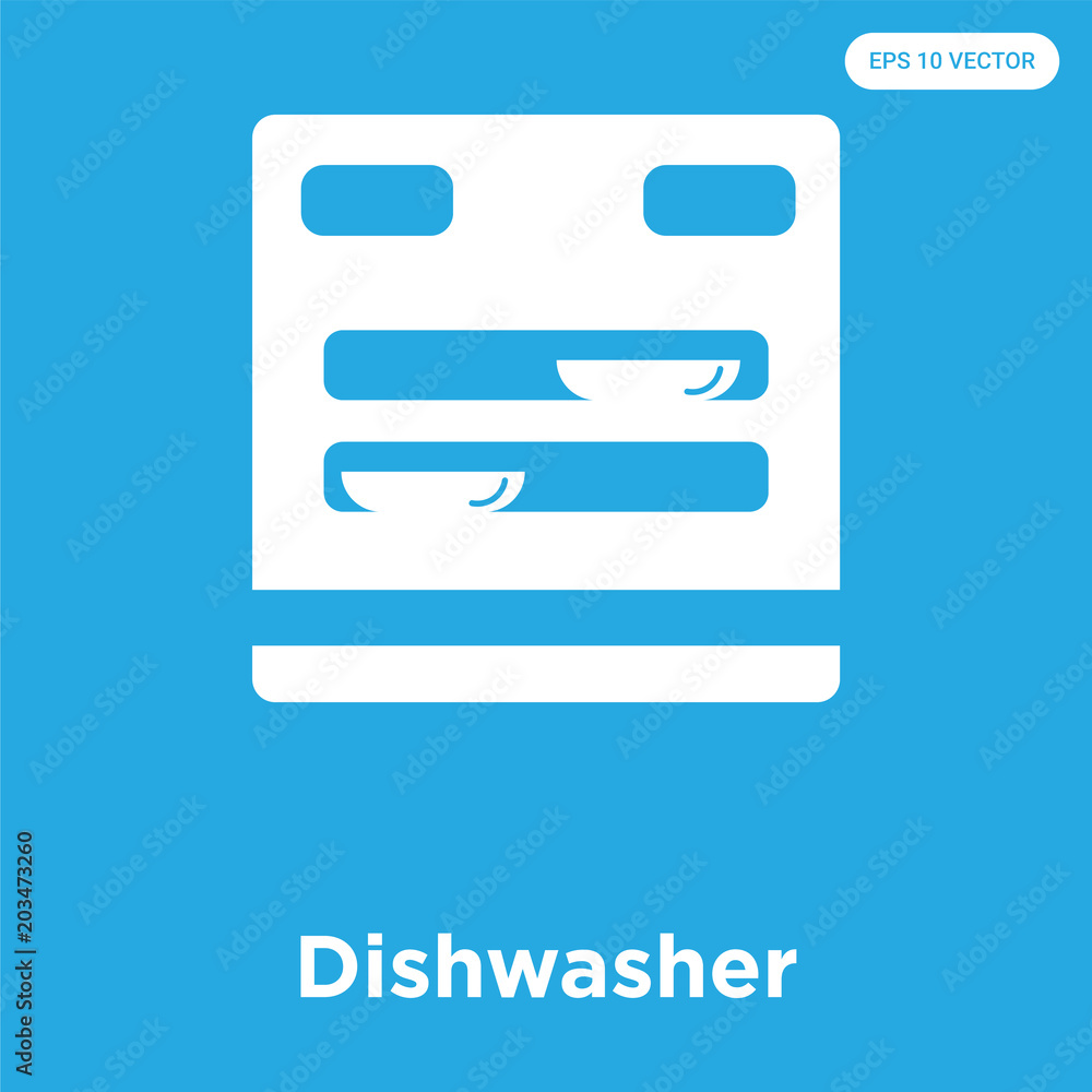 Dishwasher icon isolated on blue background Dishwasher icon isolated on blue background