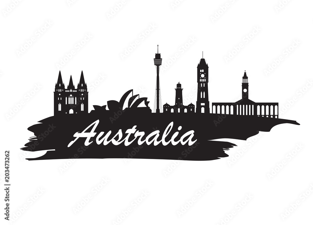Fototapeta premium Australia Landmark Global Travel And Journey paper background. Vector Design Template.used for your advertisement, book, banner, template, travel business or presentation
