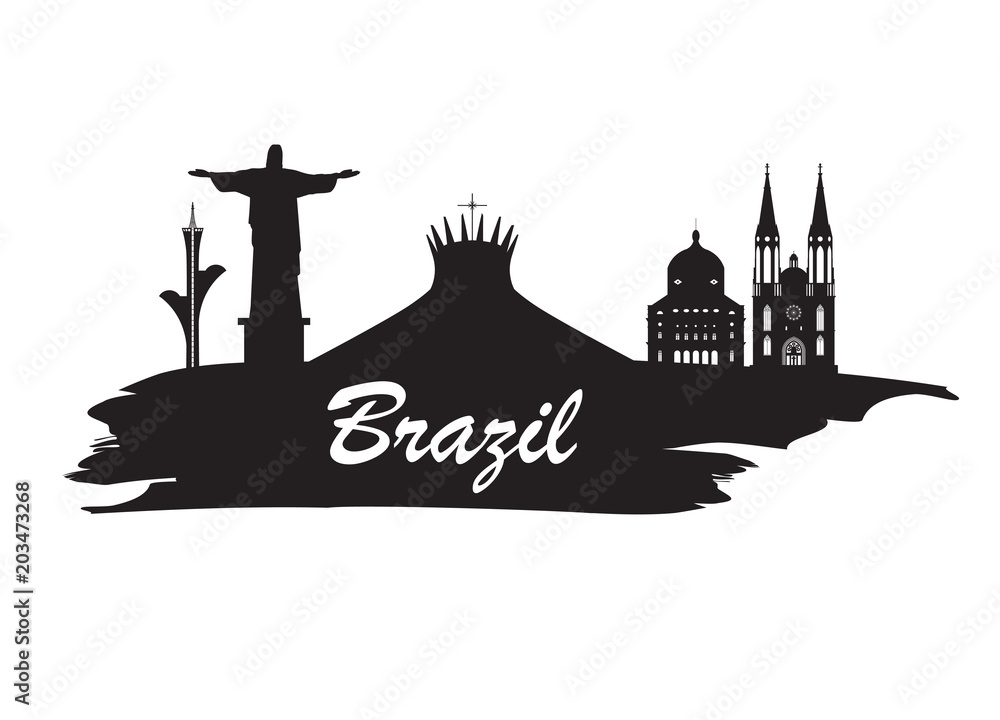 Brazil Landmark Global Travel And Journey paper background. Vector Design Template.used for your advertisement, book, banner, template, travel business or presentation