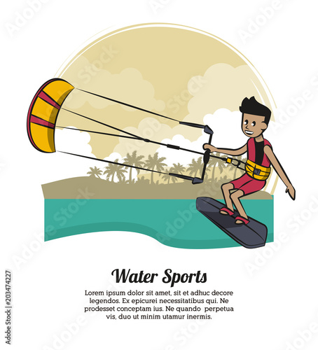 Water sports banner with information concept vector illustration graphic design