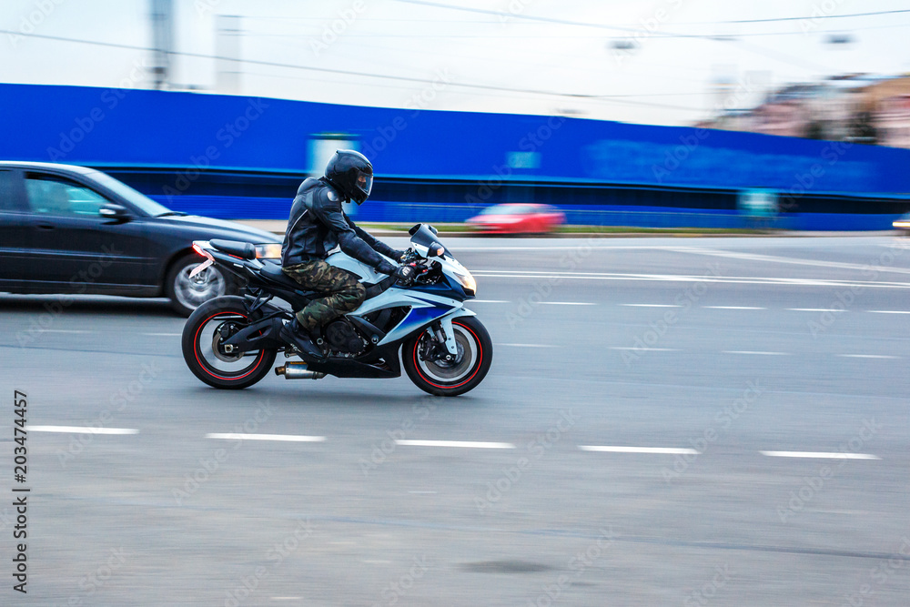 motorcycle on the road, driving on asphalt at speed motorcycle on the road, driving on asphalt at speed