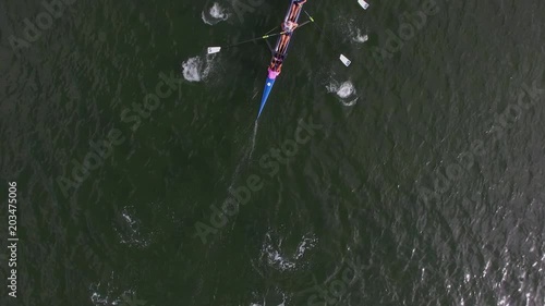 Skulling Team Followed by Drone 4K