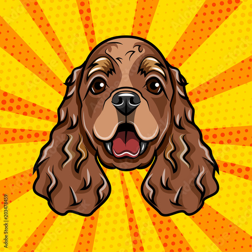 Cocker Spaniel dog portrait. Spaniel breed. Vector.