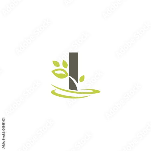 Abstract Initial Letter I , leaf, hearth Logo. green color, Letter I creative  simple green leafy logo