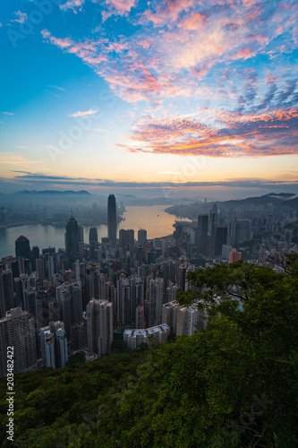 Wallpaper Mural Foggy Victoria Harbour Sunrise in Hong Kong Torontodigital.ca