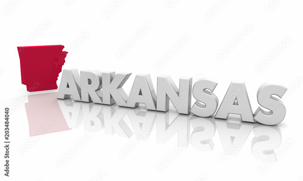 Arkansas AR Red State Map Word 3d Illustration
