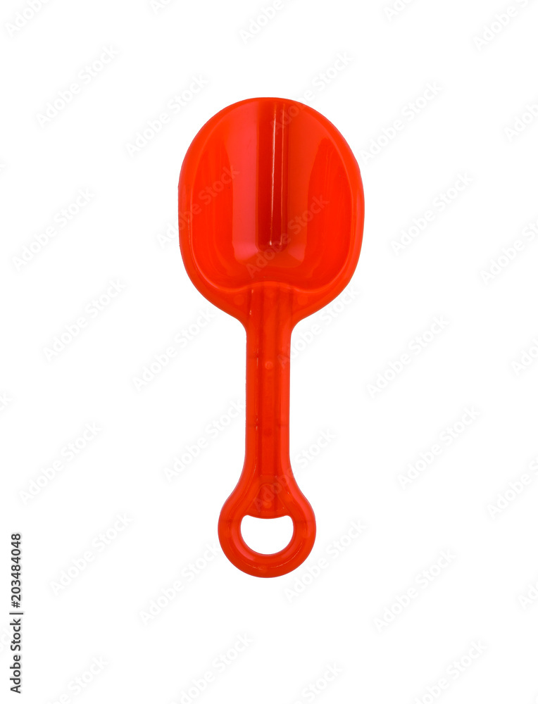 children's beach toys, Red spade isolated on white background children's beach toys, Red spade isolated on white background
