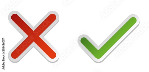Set of green tick and red cross