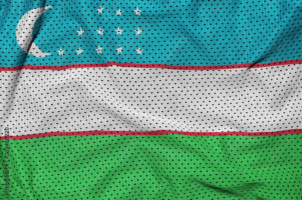 Uzbekistan flag printed on a polyester nylon sportswear mesh fab Stock  Photo | Adobe Stock